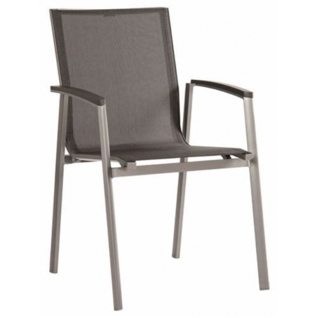 TOP Fauteuil aluminium Noir mat textilène Gris lin