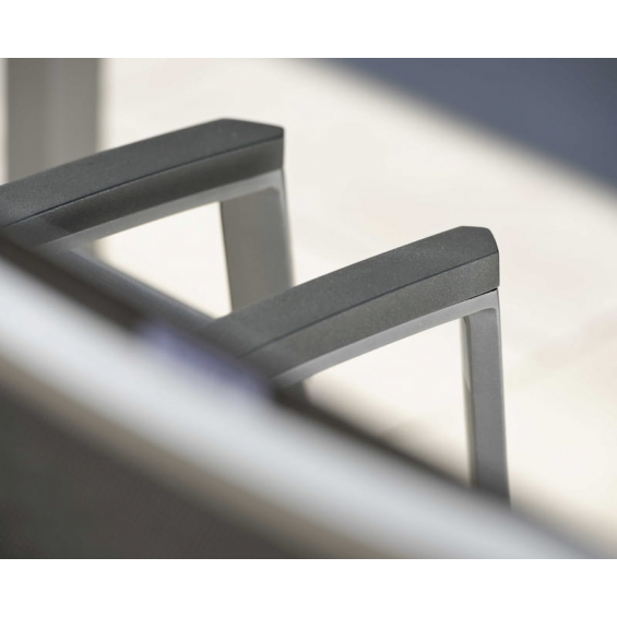 TOP Fauteuil aluminium Noir mat textilène Gris lin