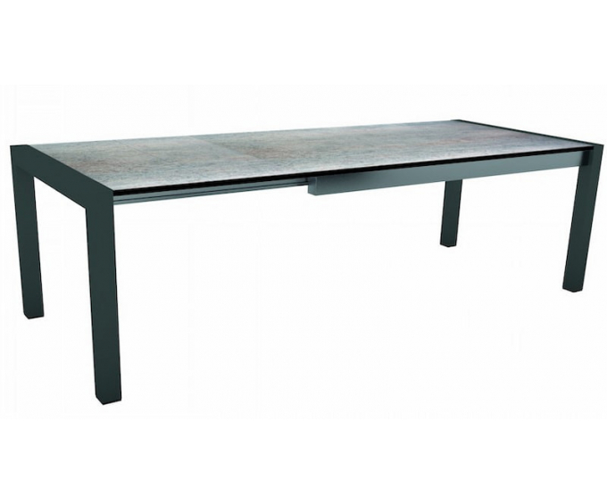 Table extensible 214 à 294 cm Anthracite plateau HPL Gris métallique