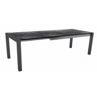 Table extensible 214 à 294 cm Anthracite plateau HPL Marbre noir