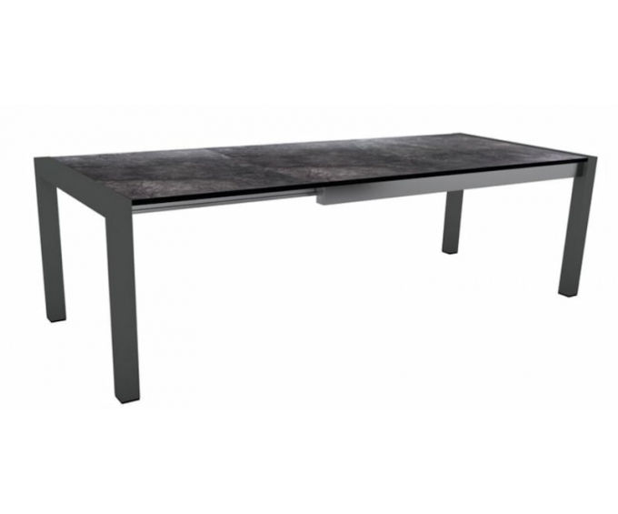 Table extensible 214 à 294 cm Anthracite plateau HPL Marbre noir