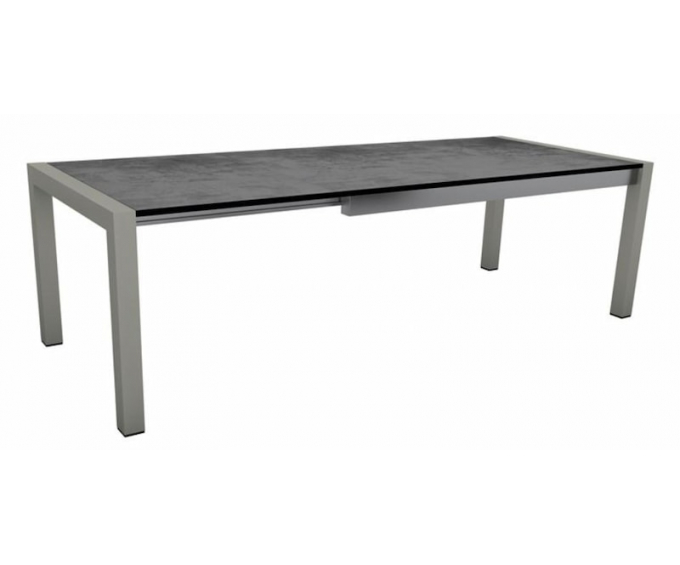 Table extensible 174 à 254 cm Graphite plateau HPL Ciment