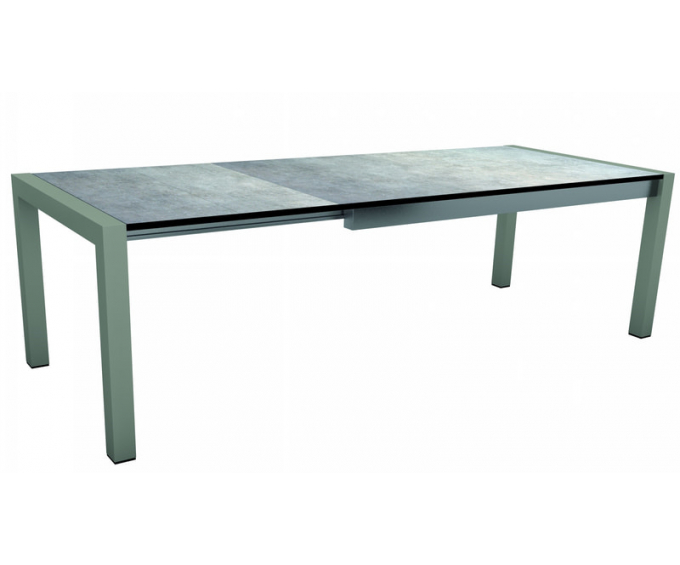 Table extensible 214 à 294 cm Graphite plateau HPL Gris métallique