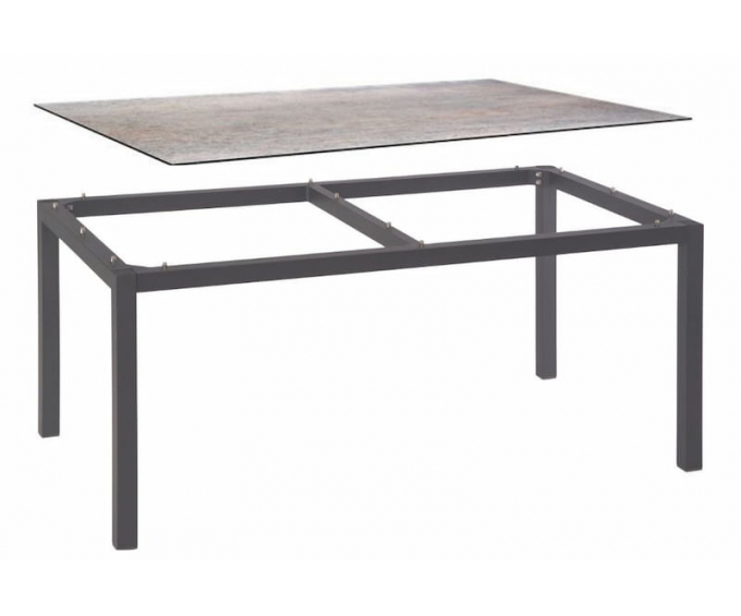 Table 6 personnes aluminium Anthracite / HPL Smoky