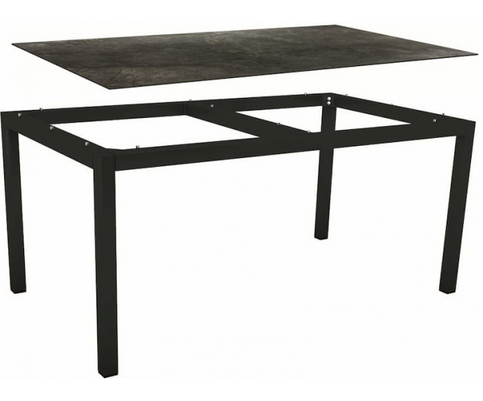 Table 6 personnes aluminium Noir mat / HPL Marbre noir
