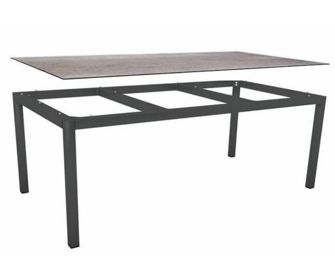 Table 8 personnes aluminium Anthracite / HPL Smoky